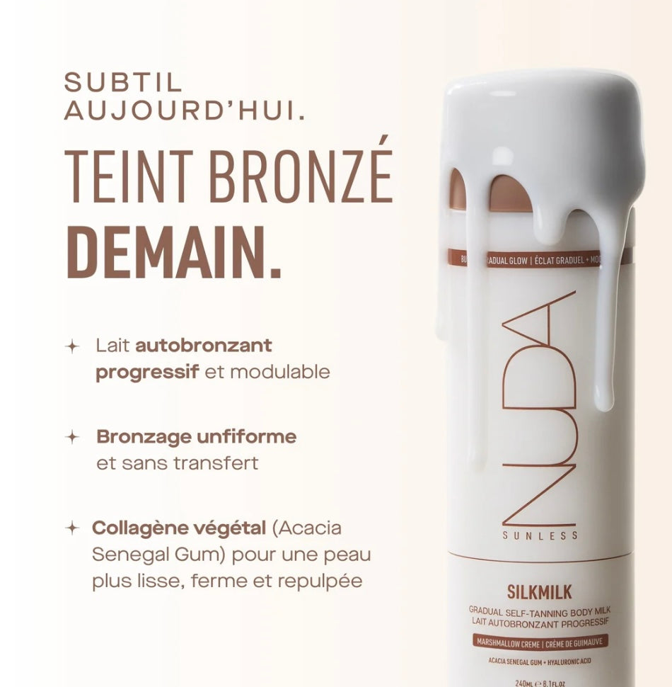 NOUVEAUTÉ SILKMILK lait autobronzant corporel graduel & raffermissant Nuda
