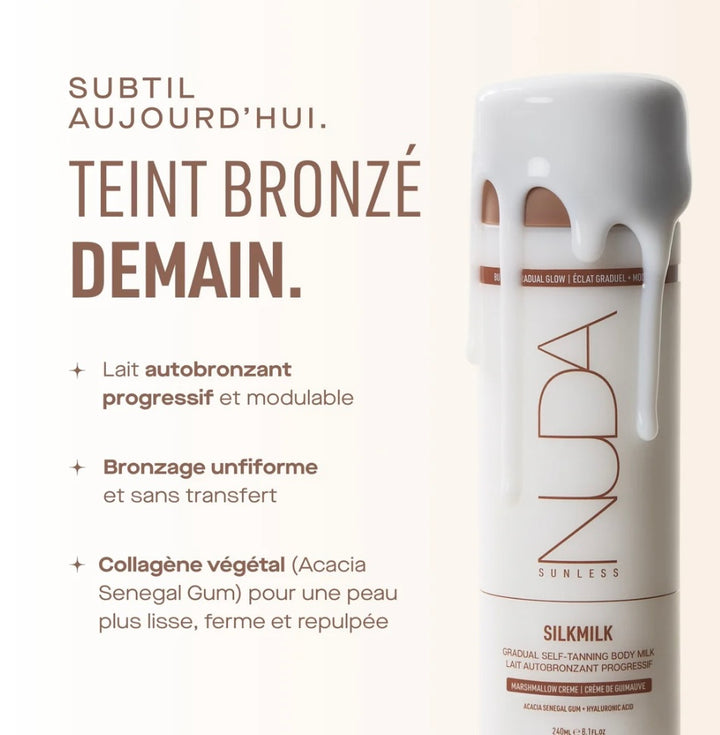 NOUVEAUTÉ SILKMILK lait autobronzant corporel graduel & raffermissant Nuda