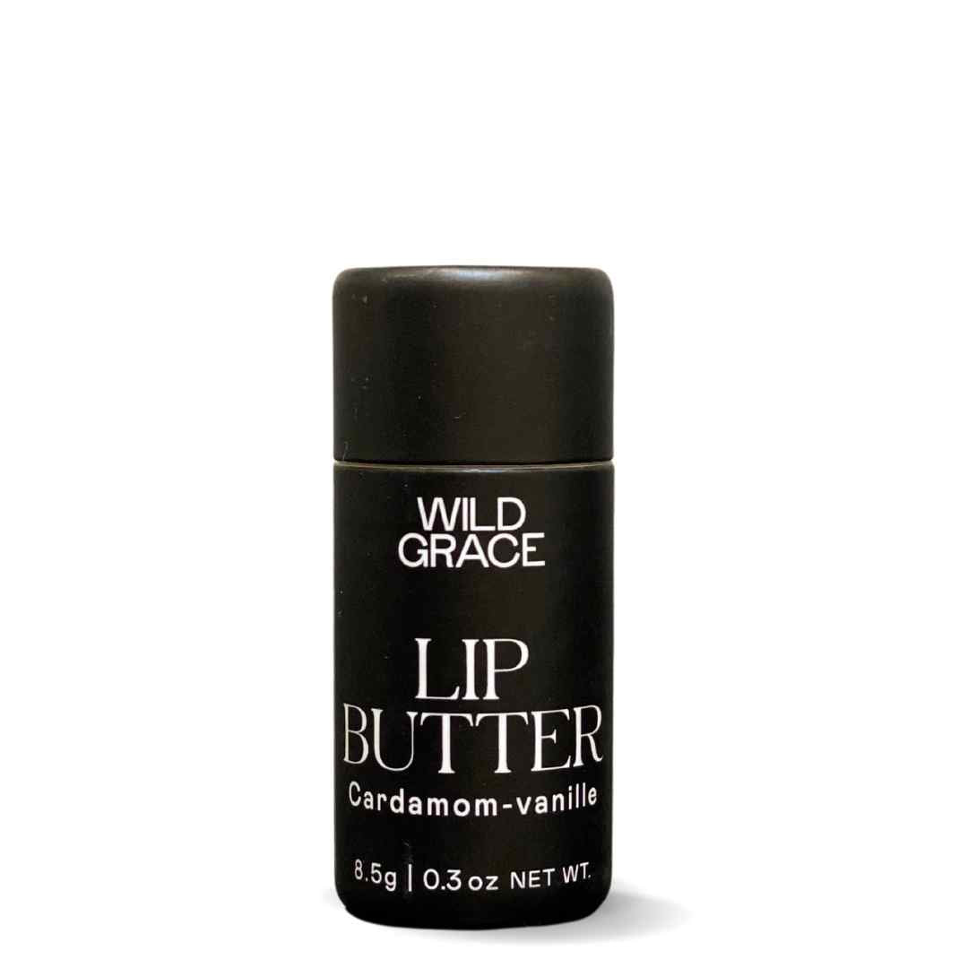 LIP BUTTER. Vegan lip balm made by WILD GRACE. Montreal, Canada. Cardamom and vanilla flavour.