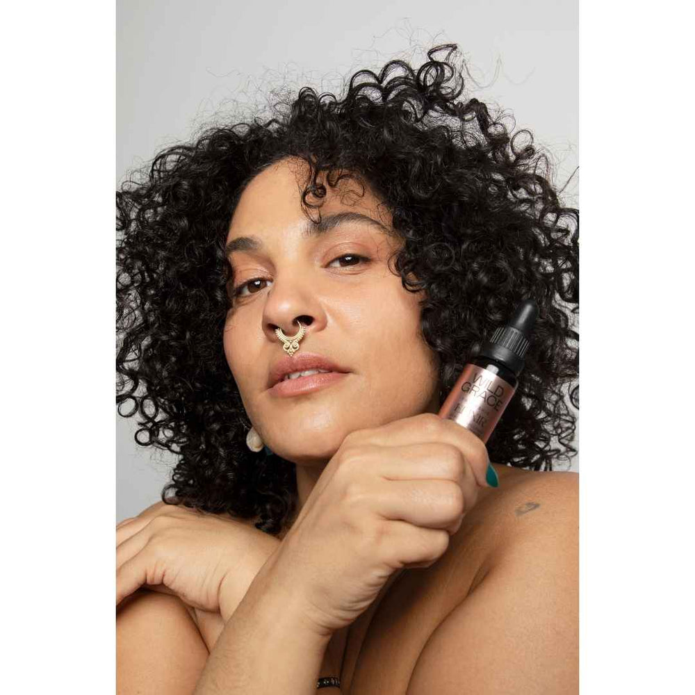 ELIXIR plumping serum, hyaluronic acid, coQ10 enzyme, made by WILD GRACE. Montreal, Canada.
